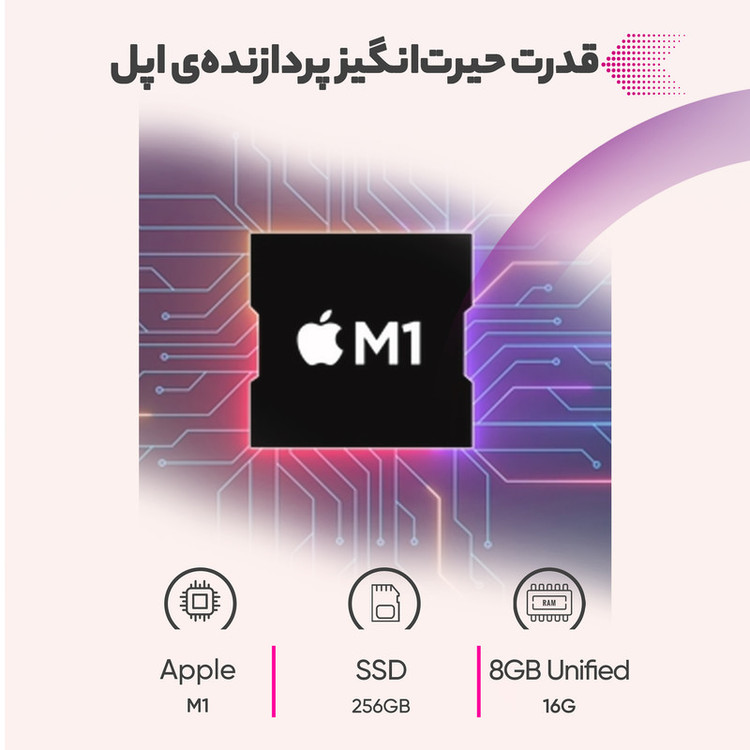 لپ تاپ 13.3 اینچی اپل مدل MacBook Air MGN93 2020 LLA-M1-8GB RAM-256GB SSD