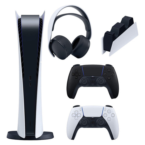 مجموعه کنسول بازی سونی مدل PlayStation 5 Digital ظرفیت 825 گیگابایت به همراه هدست و پایه شارژر و دسته اضافی